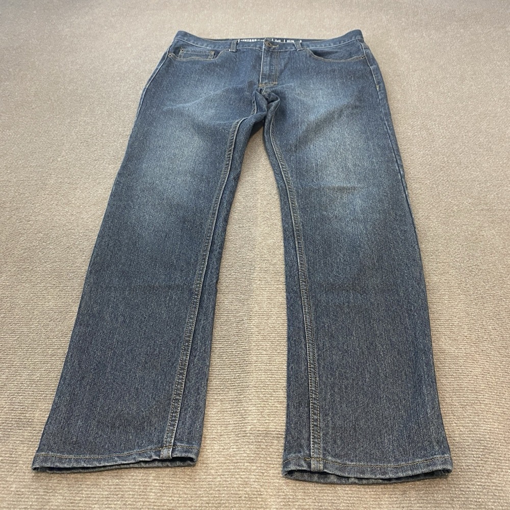 Vintage Genes Jeans Mens 34 Fits 35x32 Blue Lived In Denim Slim Fit Preppy - Picture 1 of 12